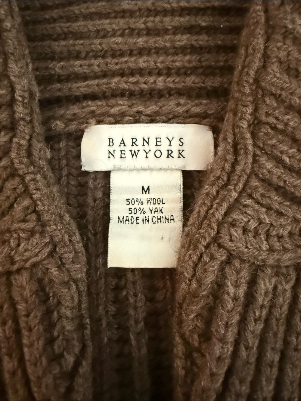 Barneys New York Chocolate Brown Ribbed Button-Up Cardigan - Picture 2 of 3